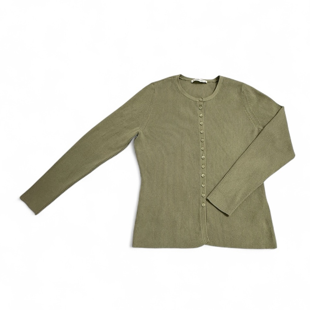 Abercrombie & Fitch Sage Green Knit Sweater Button front Large